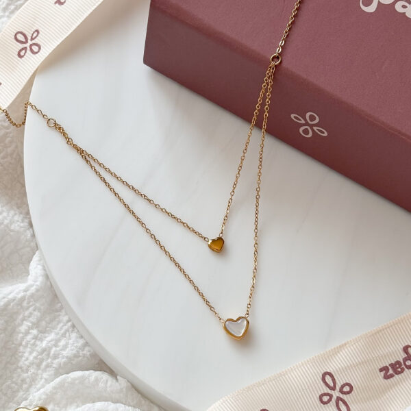 Heart Double Layered Necklace Earrings set